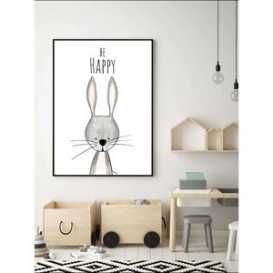 Rabbit  Wall Art "Be Happy" Motivational Message